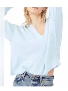 Free People Delicate Blue Fuzzy Soft Cozy Princess Sweater